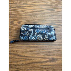 Vera Bradley blue black paisley zippered wallet carryall